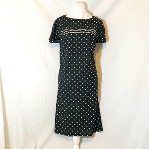 Rare Vintage Late-60s Black & White Polka Dot Rockabilly Pinup Shift Dress
